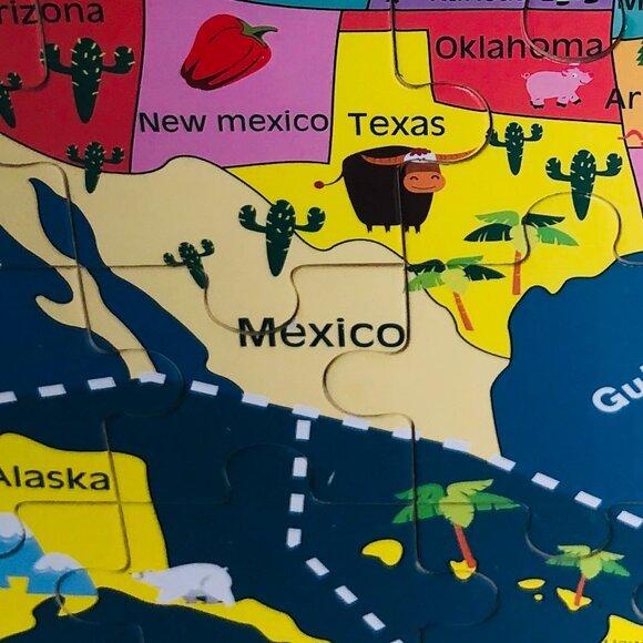 Wooden USA Map Puzzle, United States Puzzles 25 Pcs New Sealed Age 3+ - Picture 12 of 12